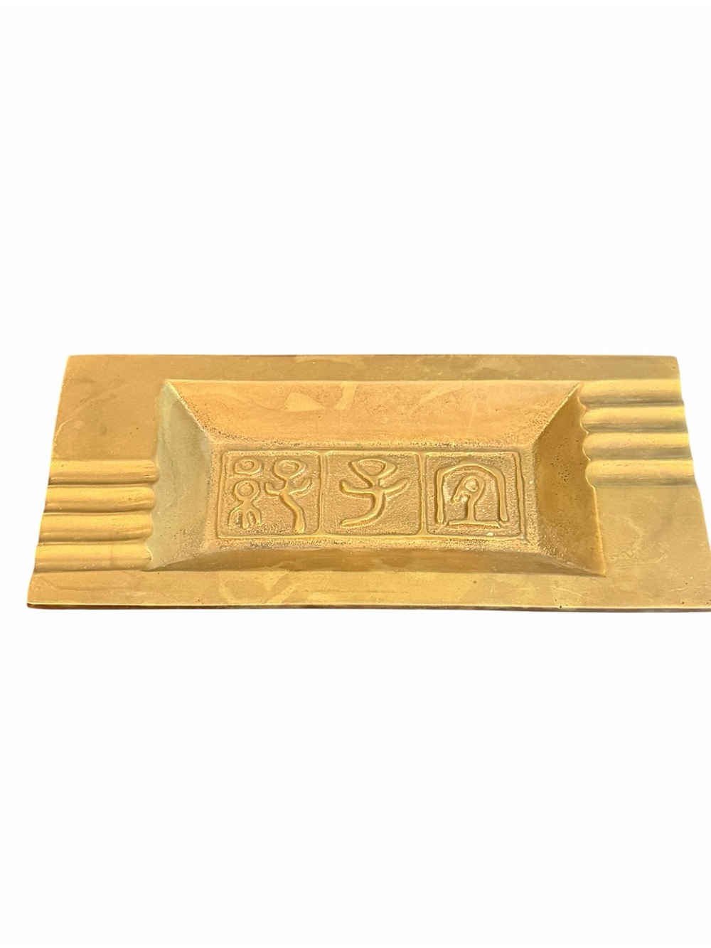 Vintage Mid Century Modern Bronze Ashtray Brutalist Catchall Tray Hong Kong